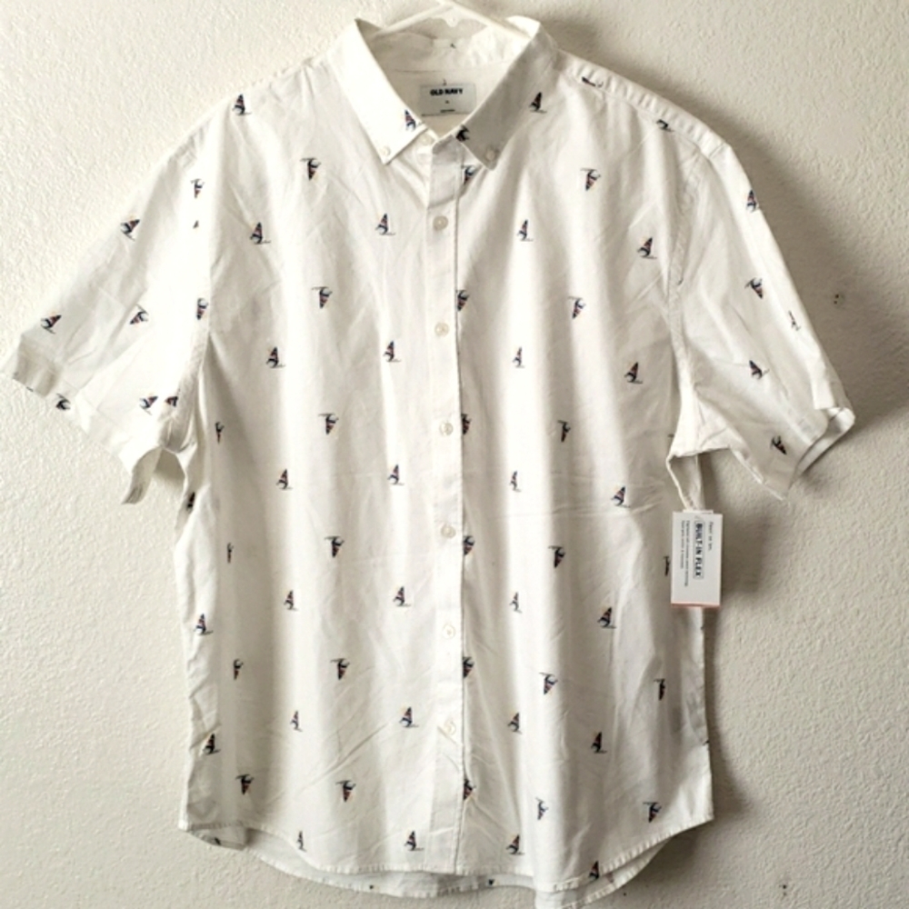 🏝Old Navy Flex Shirt w/a WindSurfer Print SZ XXL